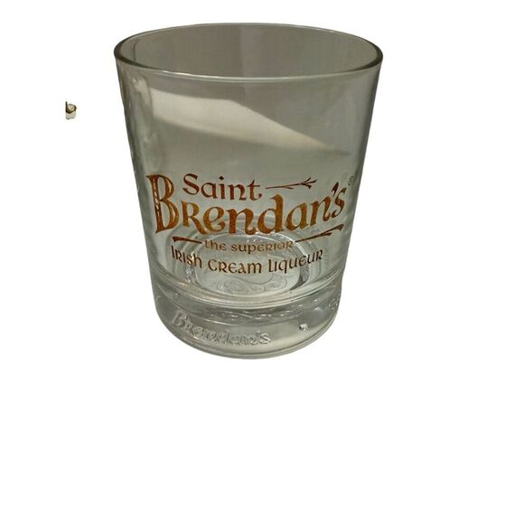 Saint Brendan's Cocktail Glass Irish Cream Gold Letters Emboss Base 6 oz set of - Picture 1 of 5